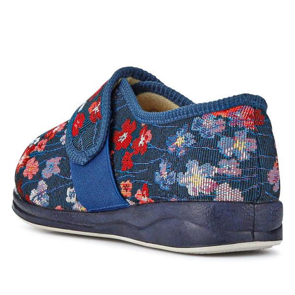 Padders Extra-Wide-Fit Memory Foam Slippers CASTA - BLUE FLORAL