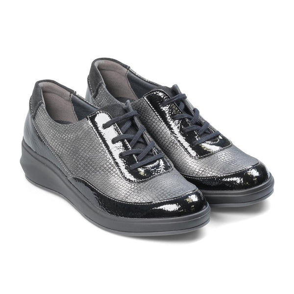 Padders Padders Ladies Comfort 2E Fit ALFORD - Black Metallic Combi