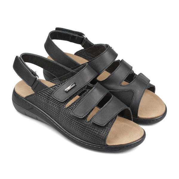 Padders Padders+ Ladies Comfort Sandals 2E/4E Fit MAGDA - Black Leather