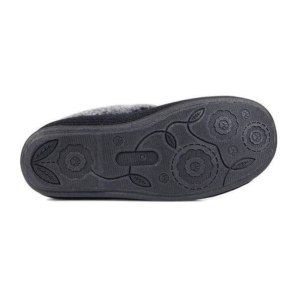 Padders Padders Ladies Dual Fit Slippers 2E/3E SHAE - BLACK SPARKLE CORD