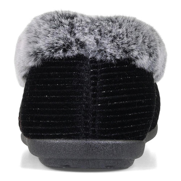 Padders Padders Ladies Dual Fit Slippers 2E/3E SHAE - BLACK SPARKLE CORD