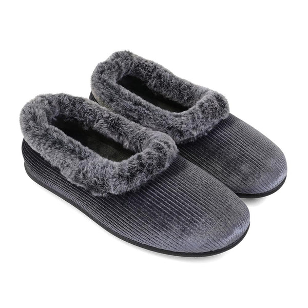 Padders Padders Ladies Dual Fit Slippers 2E/3E SHAE - Grey Sparkle Cord