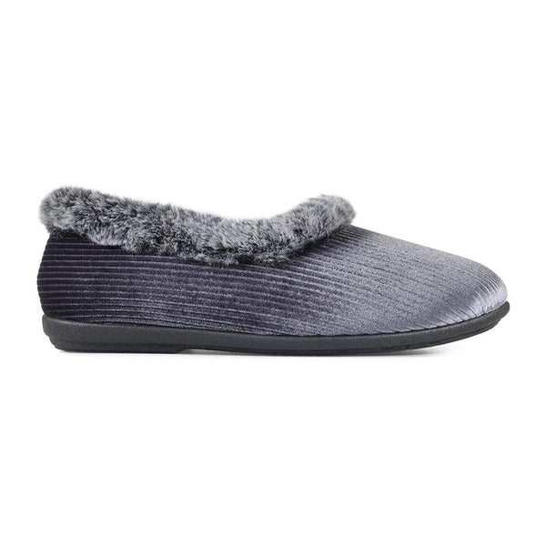 padders Padders Ladies Dual Fit Slippers 2E/3E SHAE - Grey Sparkle Cord