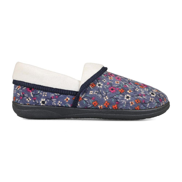 padders Padders Ladies Slippers 2E Fit DM Construction MELLOW - Denim Floral Cord