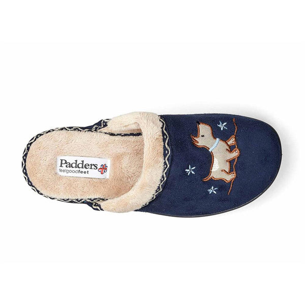 Padders Padders Ladies Slippers 2E Fit DM Construction SCOTTY - Navy