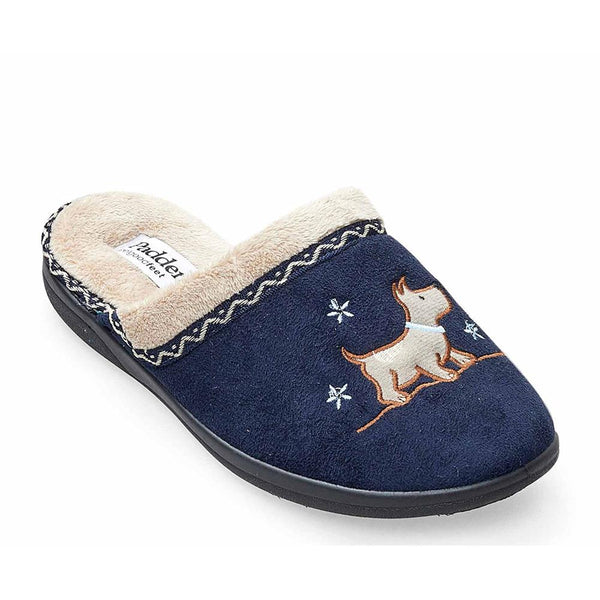 Padders Padders Ladies Slippers 2E Fit DM Construction SCOTTY - Navy