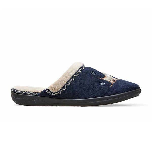 padders Padders Ladies Slippers 2E Fit DM Construction SCOTTY - Navy