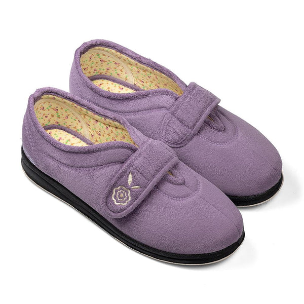 Padders Padders Ladies Slippers 2E Fit Vulcanised CAMILLA - Lavender