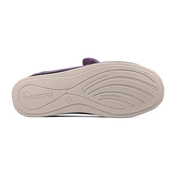 Padders Padders Ladies Slippers 2E Fit Vulcanised CAMILLA - Lavender