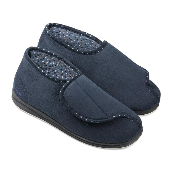 Padders Padders Ladies Slippers 2E Fit Vulcanised CHERISH - Navy