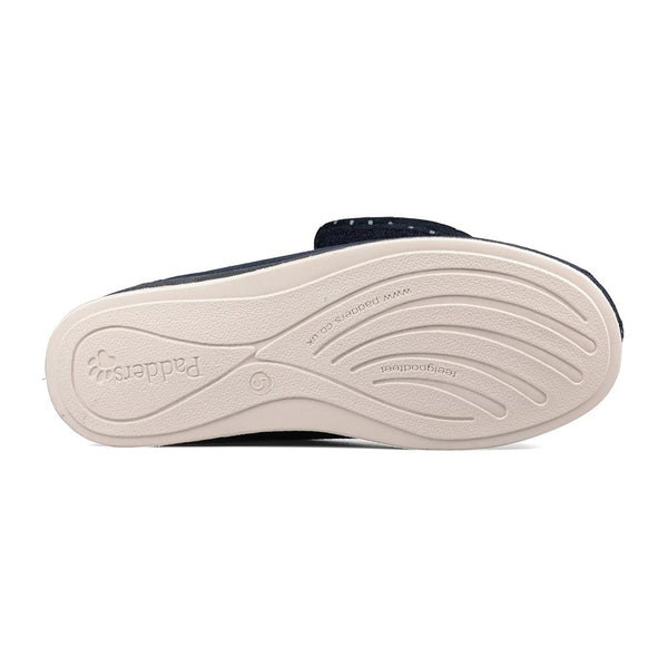 Padders Padders Ladies Slippers 2E Fit Vulcanised CHERISH - Navy