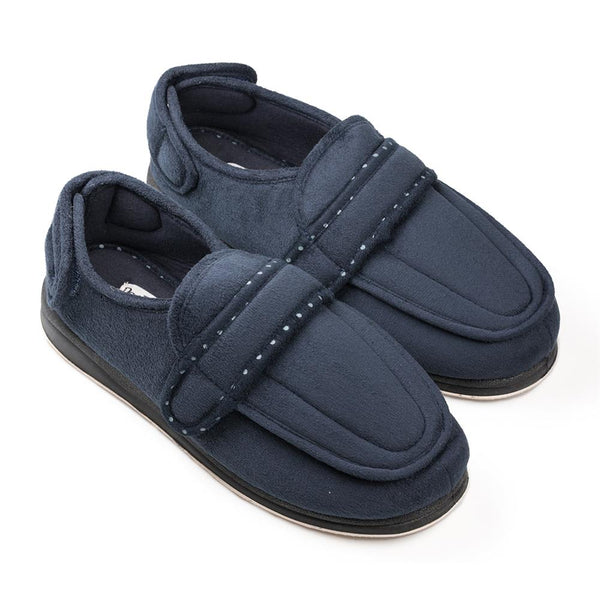 Padders Padders + Ladies Slippers 2E Fit Vulcanised ENFOLD - Navy