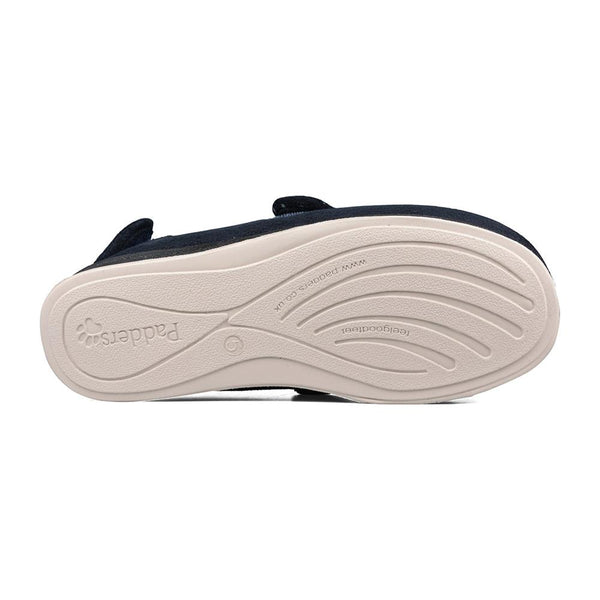 Padders Padders + Ladies Slippers 2E Fit Vulcanised ENFOLD - Navy