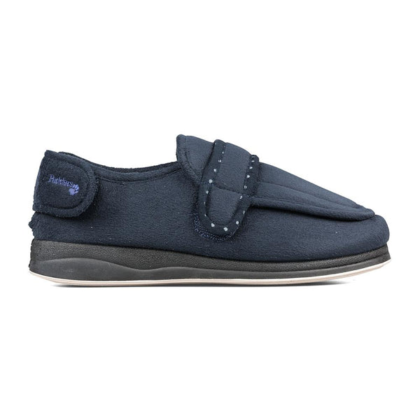 padders Padders + Ladies Slippers 2E Fit Vulcanised ENFOLD - Navy