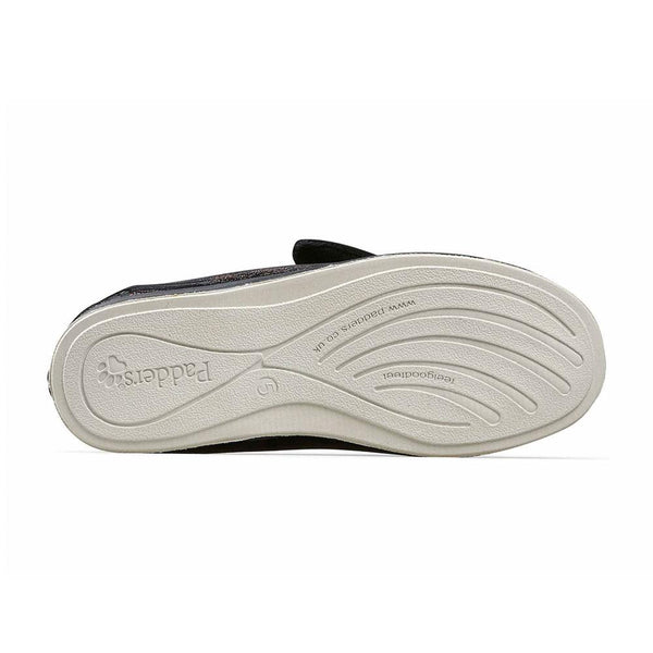 Padders Padders Ladies Slippers 2E Fit Vulcanised HUG - BLACK/MULTI