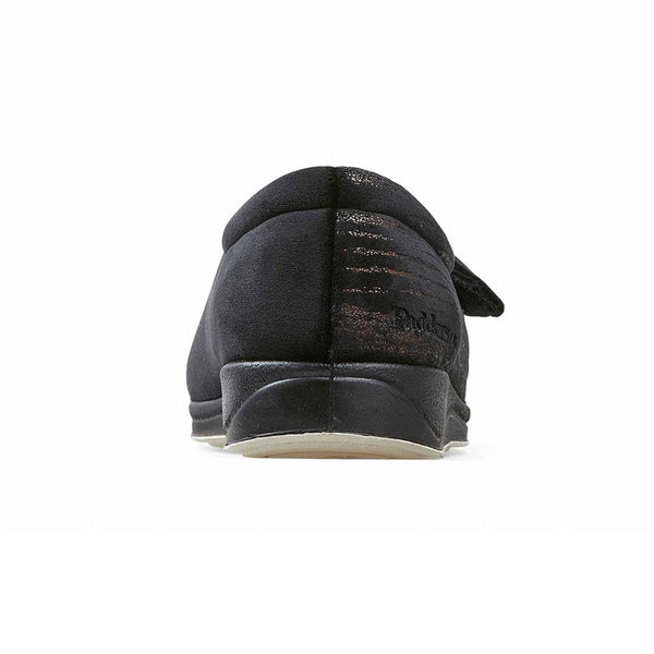 Padders Padders Ladies Slippers 2E Fit Vulcanised HUG - BLACK/MULTI
