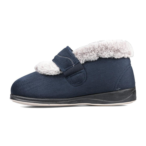 Padders Padders Ladies Slippers 2E Fit Vulcanised HUSH - Navy