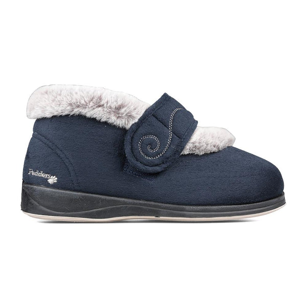 padders Padders Ladies Slippers 2E Fit Vulcanised HUSH - Navy