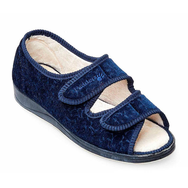 Padders Padders + Ladies Slippers 2E Fit Vulcanised LYDIA - Navy