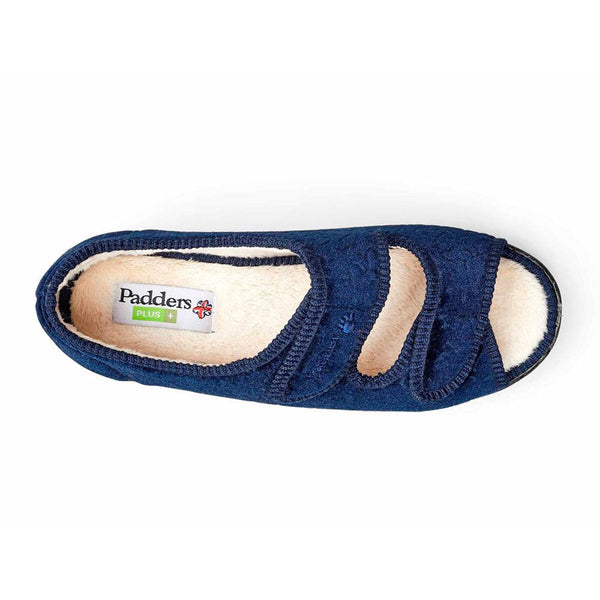 Padders Padders + Ladies Slippers 2E Fit Vulcanised LYDIA - Navy