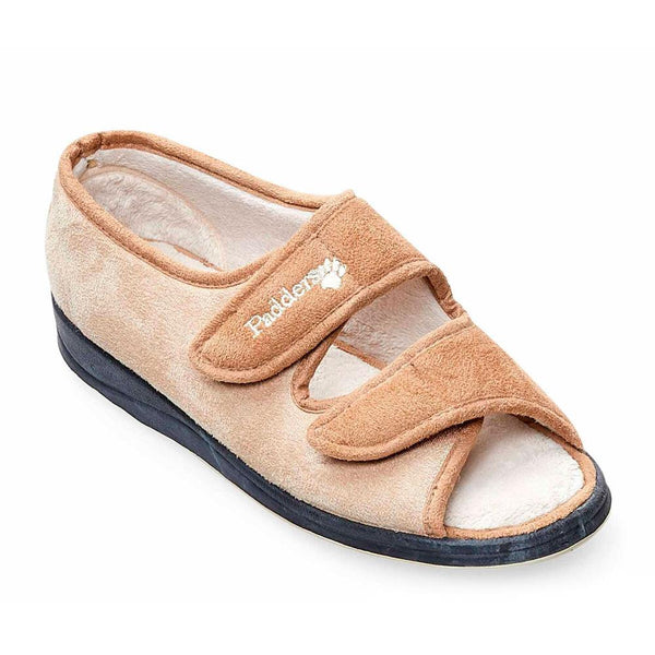 Padders Padders + Ladies Slippers 2E Fit Vulcanised LYDIA - Taupe