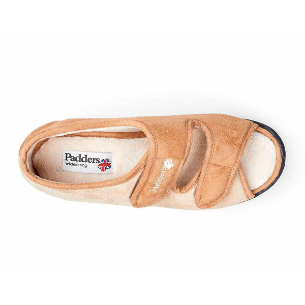 Padders Padders + Ladies Slippers 2E Fit Vulcanised LYDIA - Taupe
