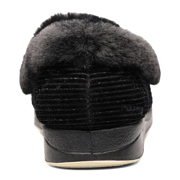 Padders Padders Ladies Slippers 2E Fit Vulcanised REPOSE - BLACK SPARKLE CORD