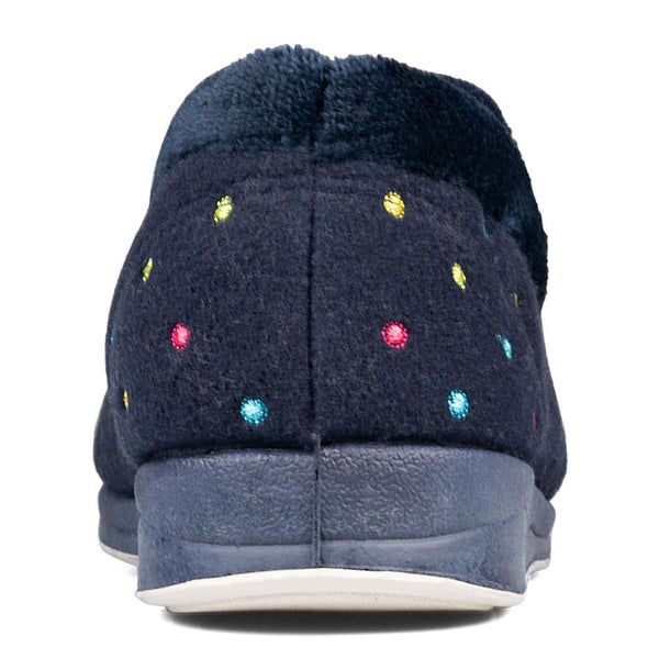 Padders Padders Ladies Slippers 2E Fit Vulcanised REPOSE - Navy Woven Spot