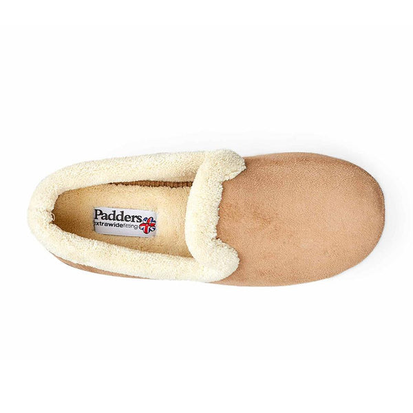 Padders Padders Ladies Slippers 2E Fit Vulcanised REPOSE - TAUPE /CAMEL