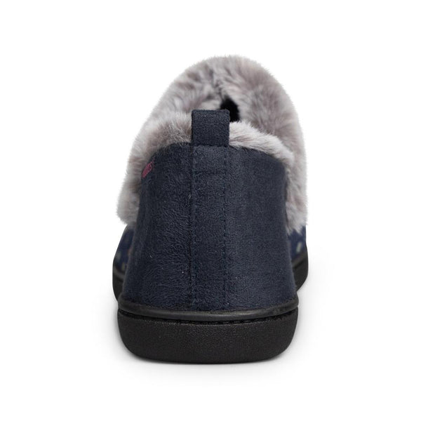 Padders Padders Ladies Slippers 2E Side Stitched Washable DORA - Navy Woven Spot