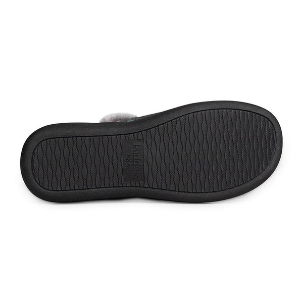 Padders Padders Ladies Slippers 2E Side Stitched Washable DORA - CHARCOAL WOVEN SPOT