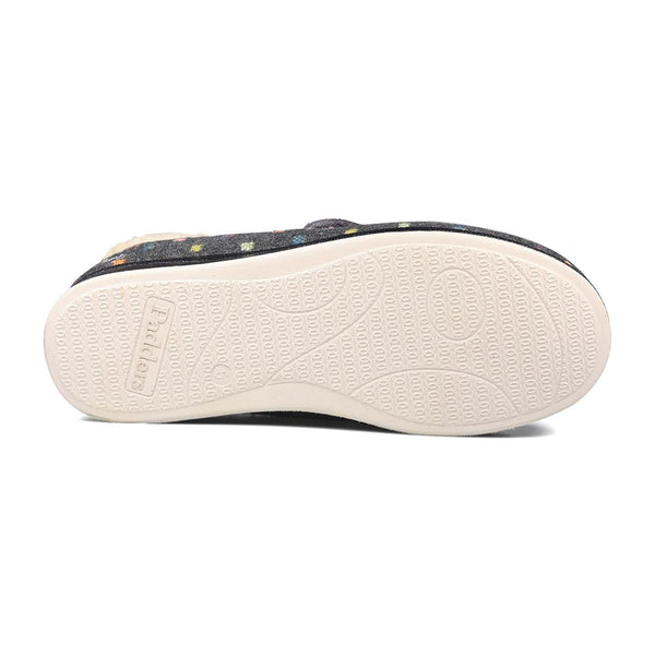 Padders Padders + Ladies Slippers Dual Fit 4E/6E & 6E BESS - CHARCOAL WOVEN SPOT