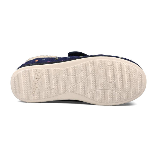 Padders Padders + Ladies Slippers Dual Fit 4E/6E & 6E BESS - Navy Woven Spot