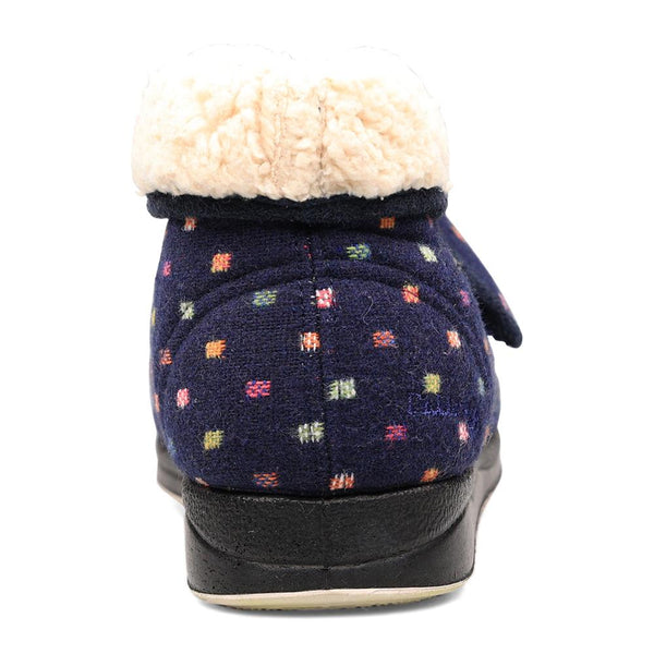 Padders Padders + Ladies Slippers Dual Fit 4E/6E & 6E BESS - Navy Woven Spot