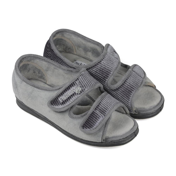 Padders Padders + Ladies Slippers Dual Fit 4E/6E & 6E LYDIAX - Grey Sparkle Cord