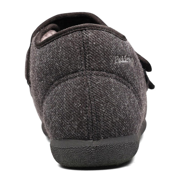 Padders Padders+ Mens Slippers Dual Fit K/L BRIAN - CHARCOAL FLECK