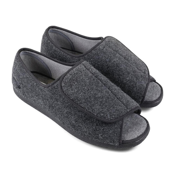 Padders Padders+ Mens Slippers Dual Fit K/L NORMAN - Grey Felt