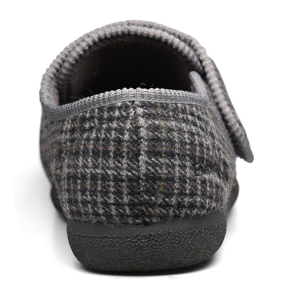 Padders Padders+ Mens Slippers Dual Fit K/L OLIVER - BLACK MIXED CHECK