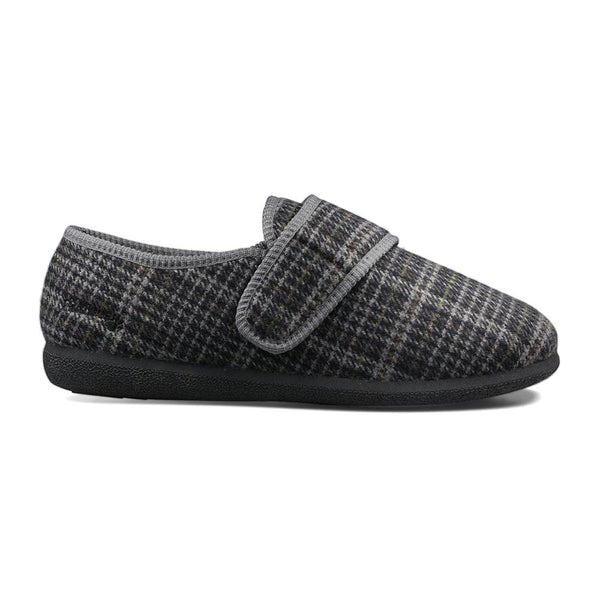 padders Padders+ Mens Slippers Dual Fit K/L OLIVER - BLACK MIXED CHECK