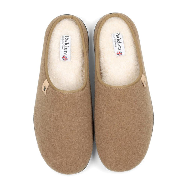 Padders Padders Mens Slippers G Fit FELIX - Camel Felt