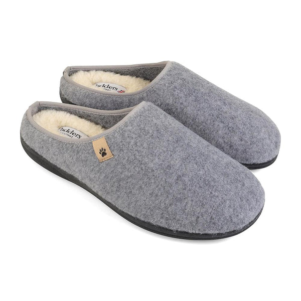 Padders Padders Mens Slippers G Fit FELIX - Grey Felt