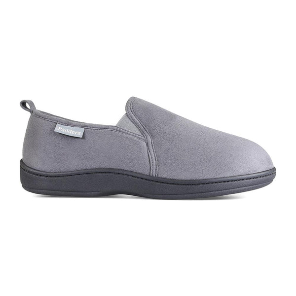 padders Padders Mens Slippers G Fit Side Stitched Washable BASIL - Dark Grey Microsuede