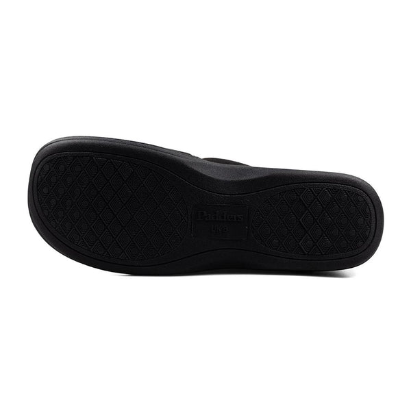 Padders Padders Mens Slippers G Fit Side Stitched Washable BASIL - BLACK MICROSUEDE