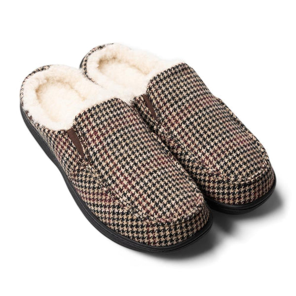 Padders Padders Mens Slippers G Fit Side Stitched Washable TOM - BROWN HOUNDS TOOTH