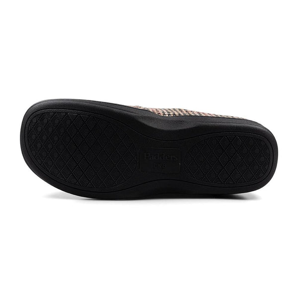 Padders Padders Mens Slippers G Fit Side Stitched Washable TOM - BROWN HOUNDS TOOTH
