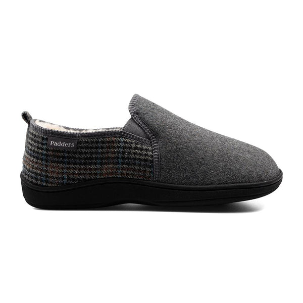 padders Padders Mens Slippers G Fit Side Stitched Washable BASIL - Blue Hounds Tooth