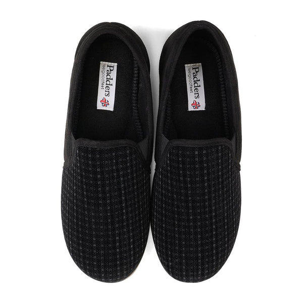 Padders Padders Mens Slippers G Fit Vulcanised ALBERT - Black Check