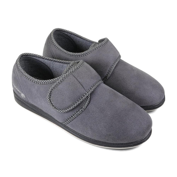 Padders Padders Mens Slippers G Fit Vulcanised HARRY - Dark Grey Microsuede