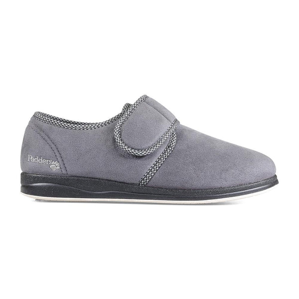padders Padders Mens Slippers G Fit Vulcanised HARRY - Dark Grey Microsuede