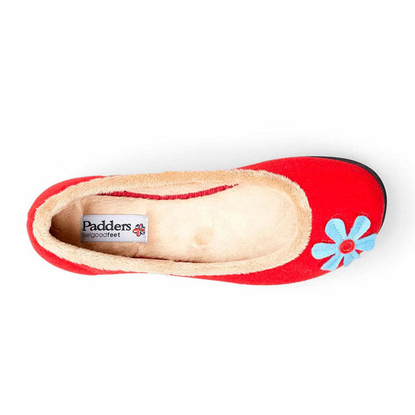 Padders Padders Ladies Slippers HAPPY - Red Combi